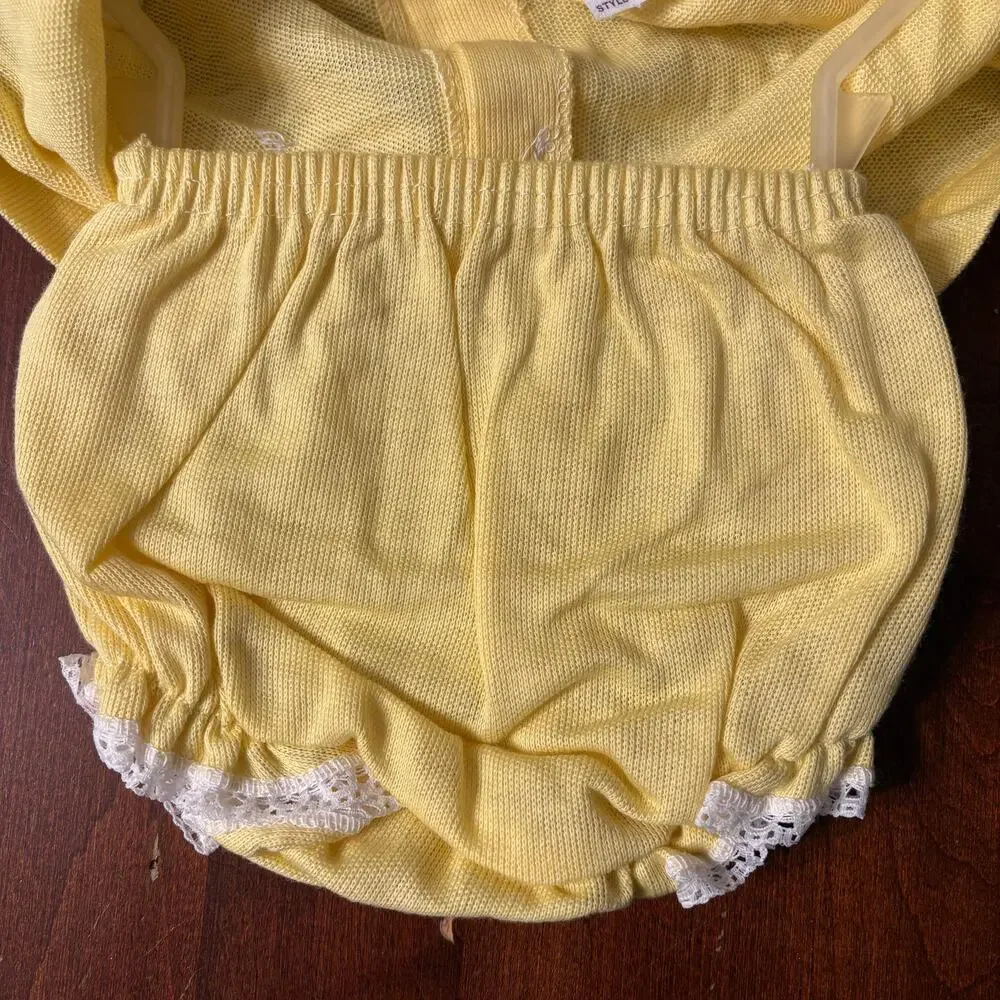 Vintage New Old Stock Baby's First Gift Yellow Outfit Sweater & Bloomers